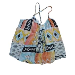 Billabong Colorful Geometric Print Tank Top Size Medium Multicolor Lightweight